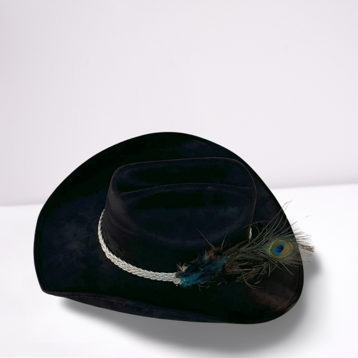 Silver Metallic Braided Band Cowboy Hat